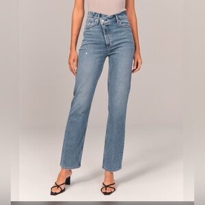 Abercrombie & Fitch the 90s Curve Love straight leg criss cross jeans